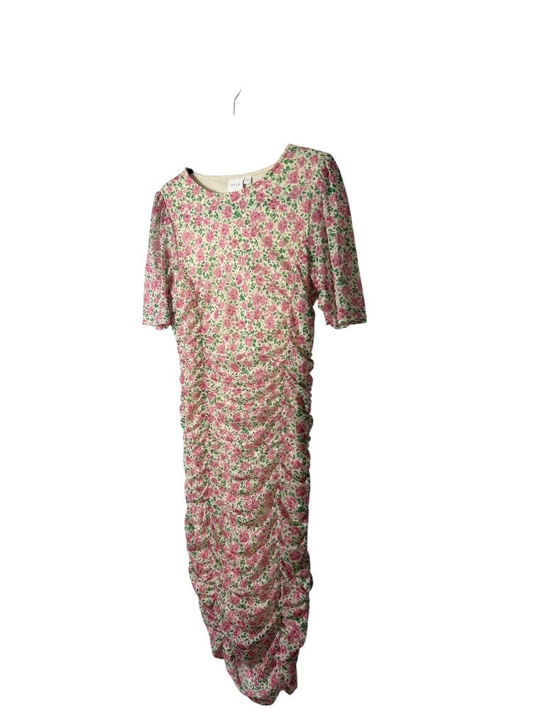 VILA FLORAL CINCHED MIDI DRESS