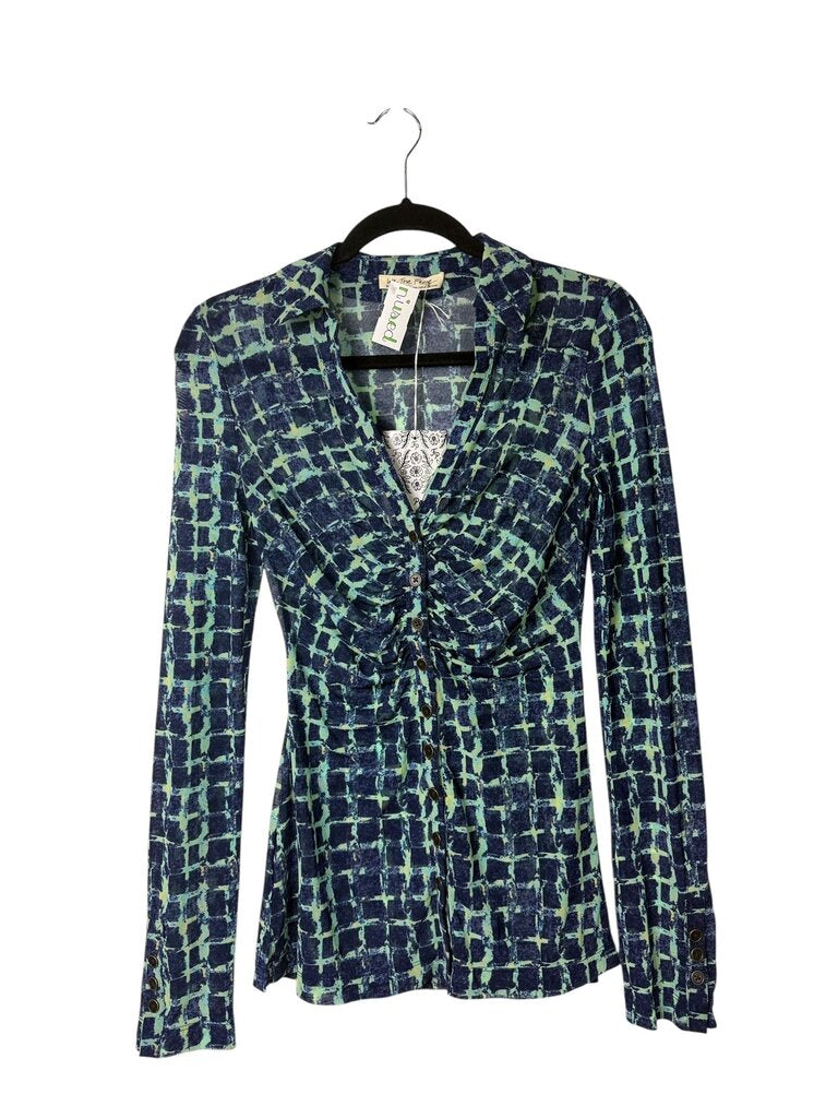 WE THE FREE MESH GEO PATTERN BLOUSE