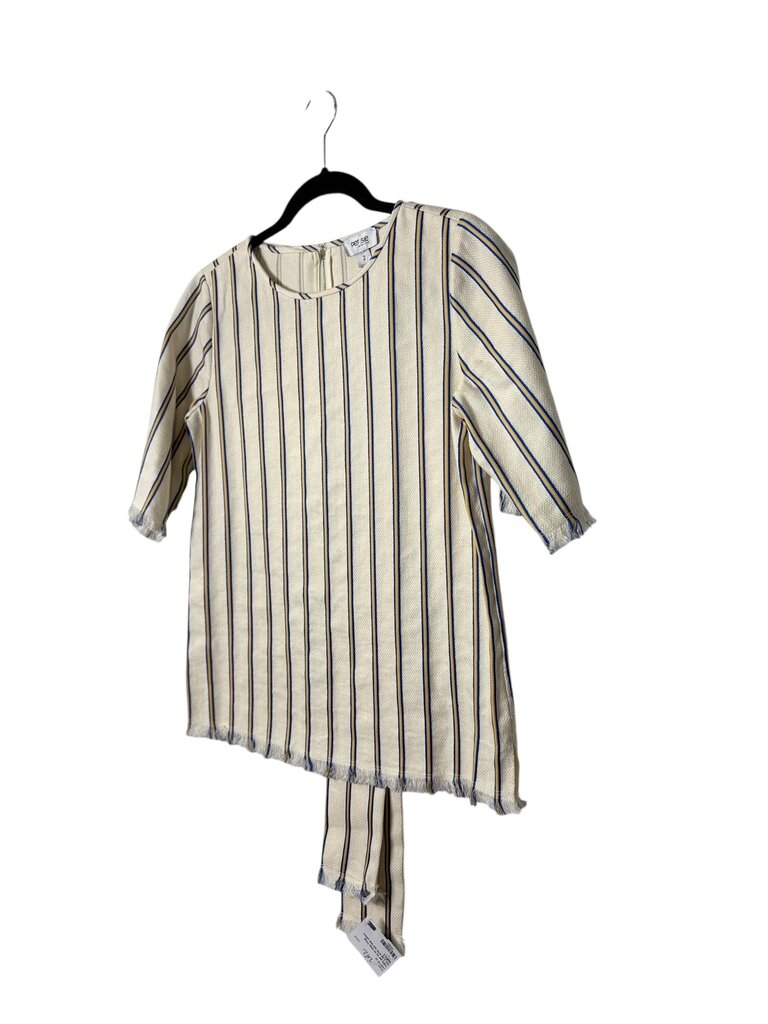 PER SE STRIPED BELTED BLOUSE