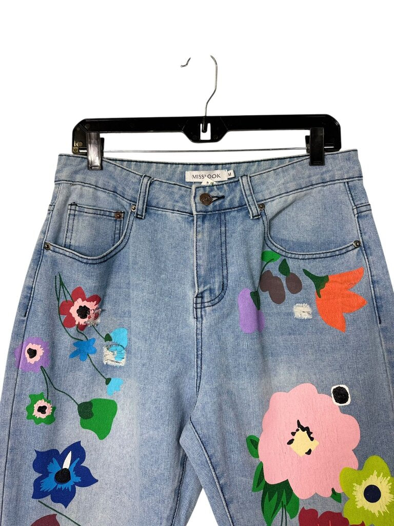 MISSLOOK FLORAL DISTRESSED JEANS