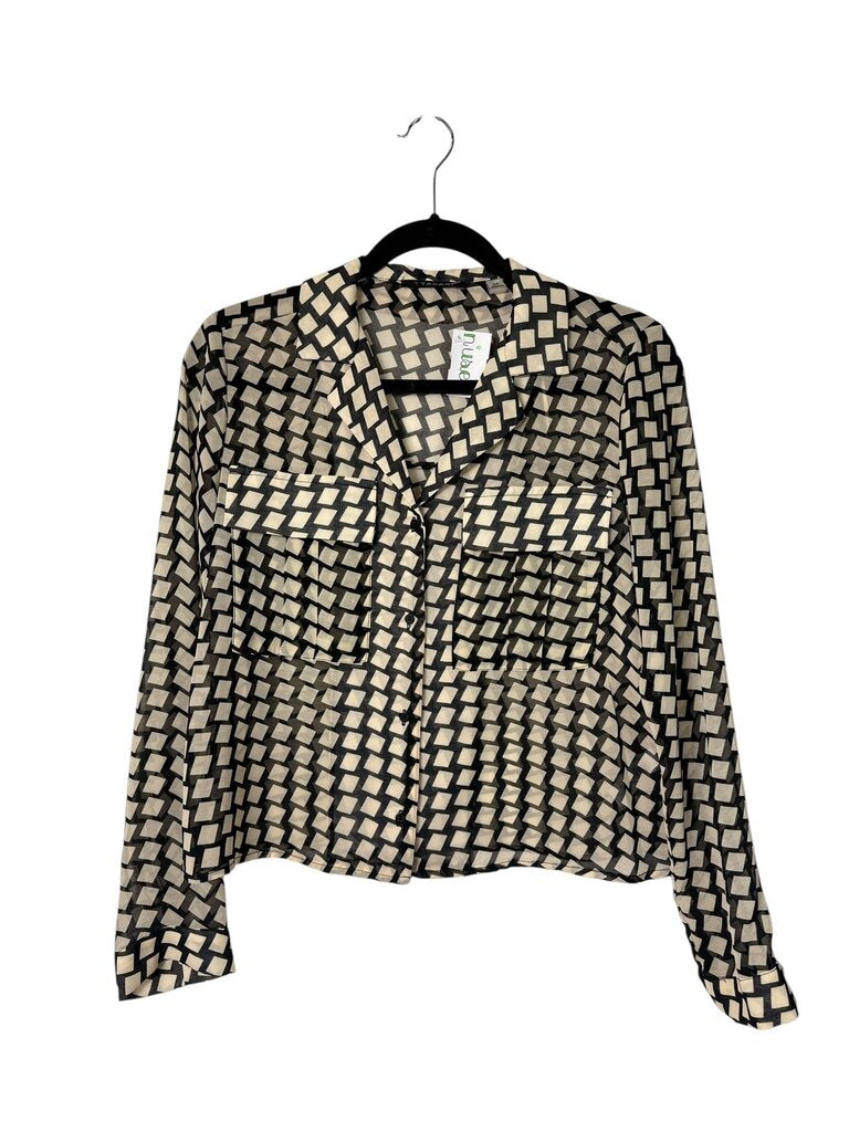 T TAHARI RECTANGLE PRINT BLOUSE