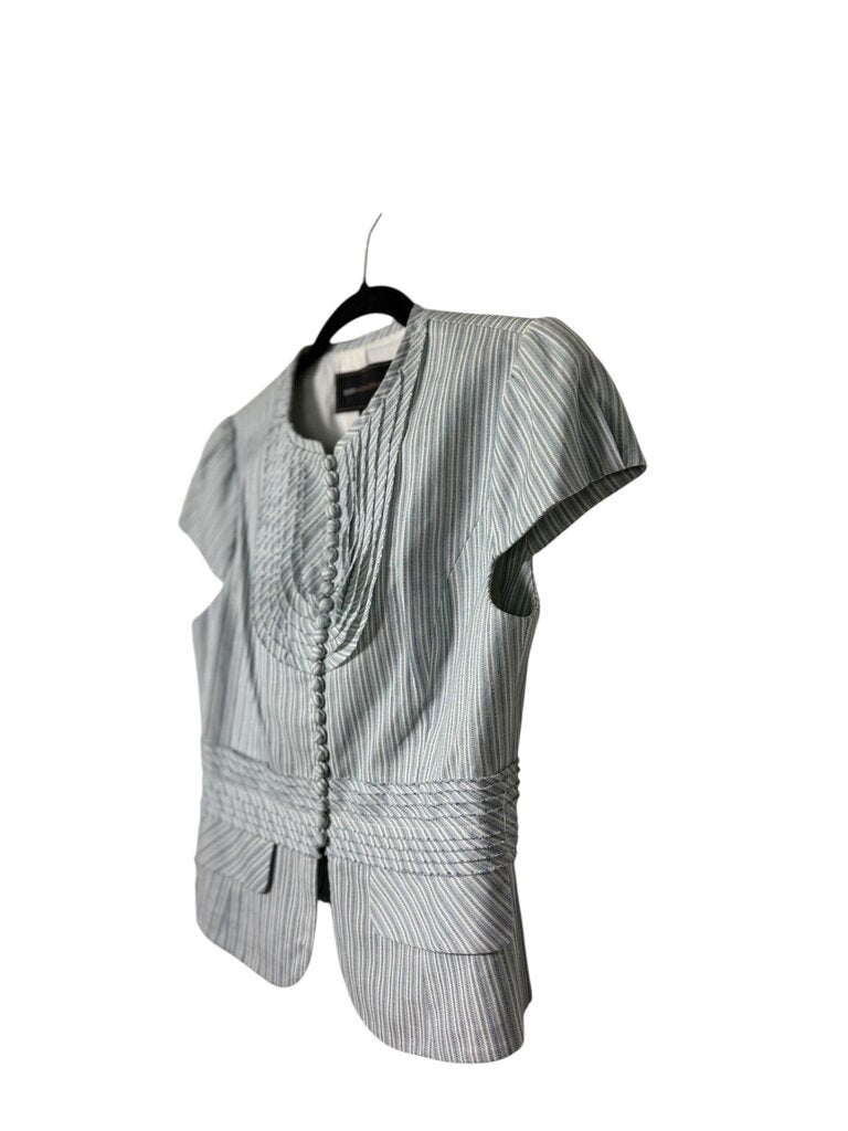 BCBGMAXAZRIA STRIPED BUTTON BLOUSE