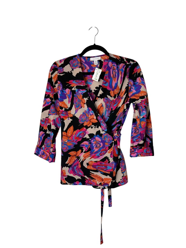 TOPSHOP FLORAL WRAP BLOUSE
