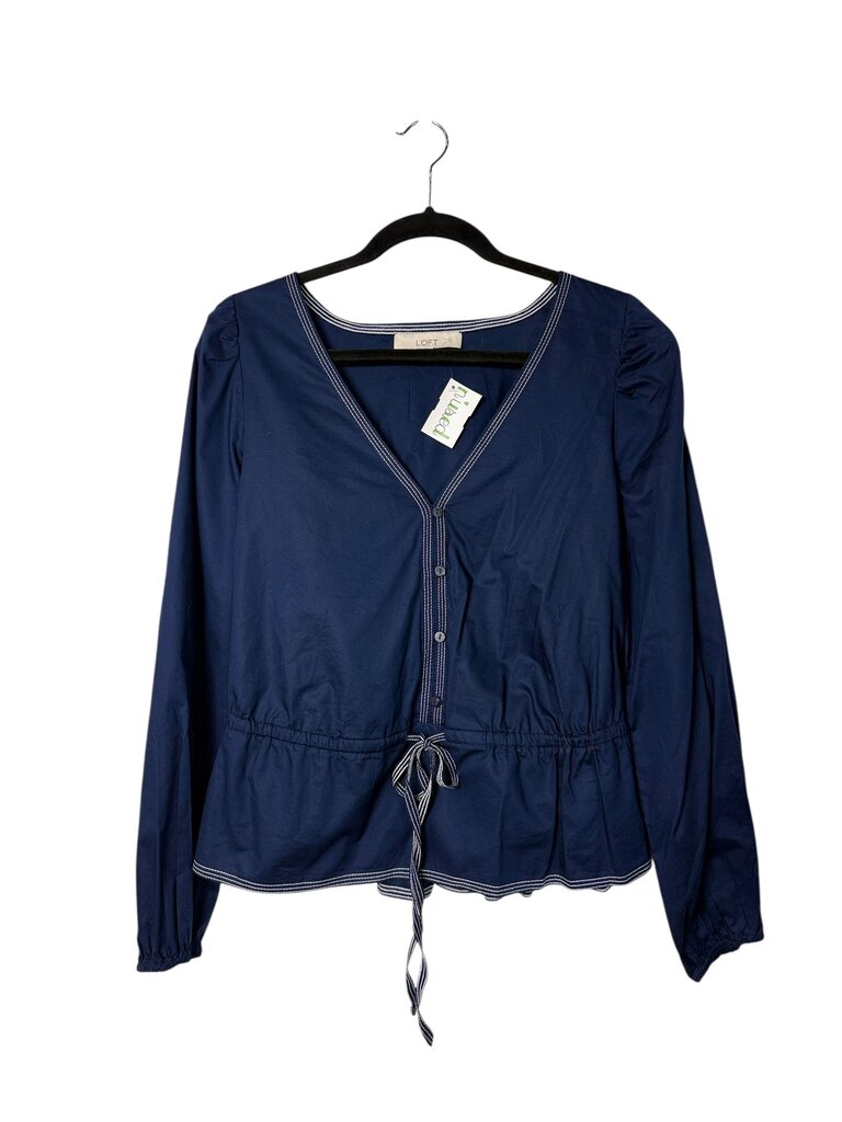 LOFT CONTRAST STITCHING BLOUSE