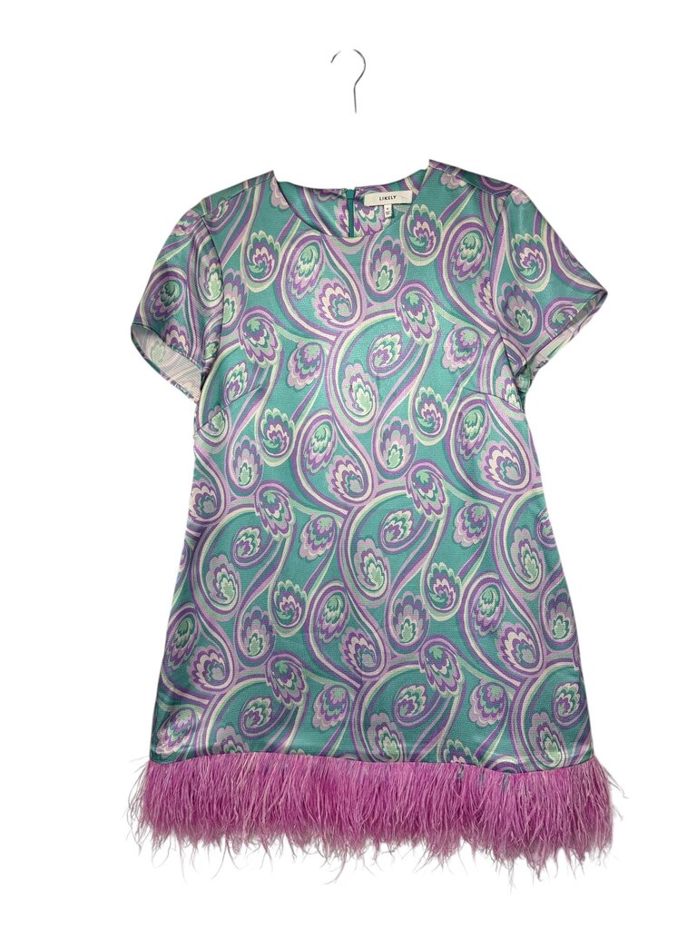 LIKELY PAISLEY FEATHER SHIFT DRESS