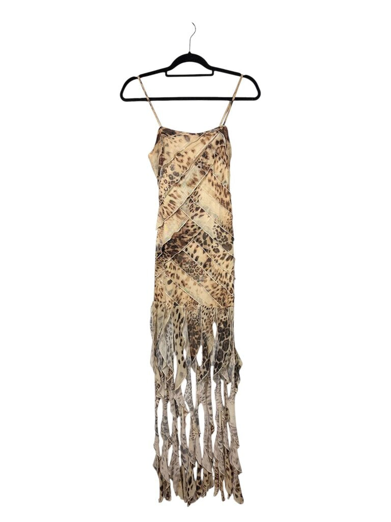 DIOSHA LEOPARD PRINT FRINGE DRESS