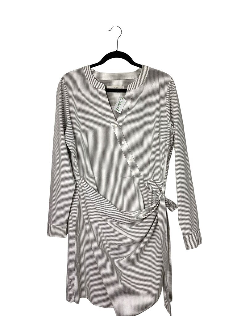 LOFT PINSTRIPE WRAP DRESS