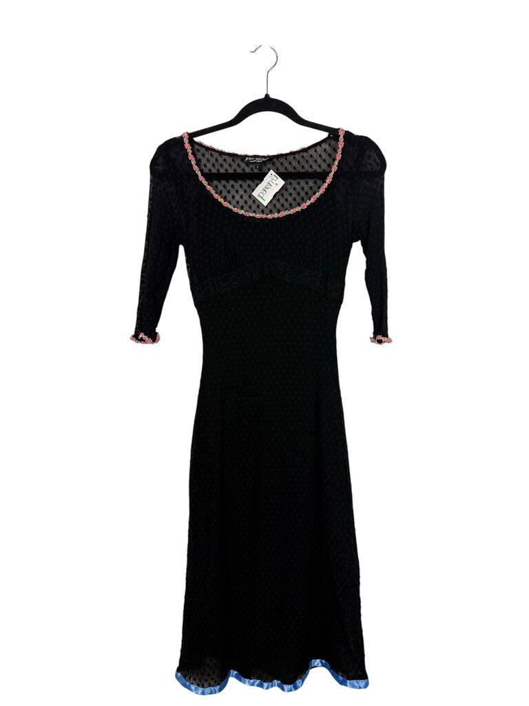 BETSEY JOHNSON MESH OVERLAY MIDI DRESS