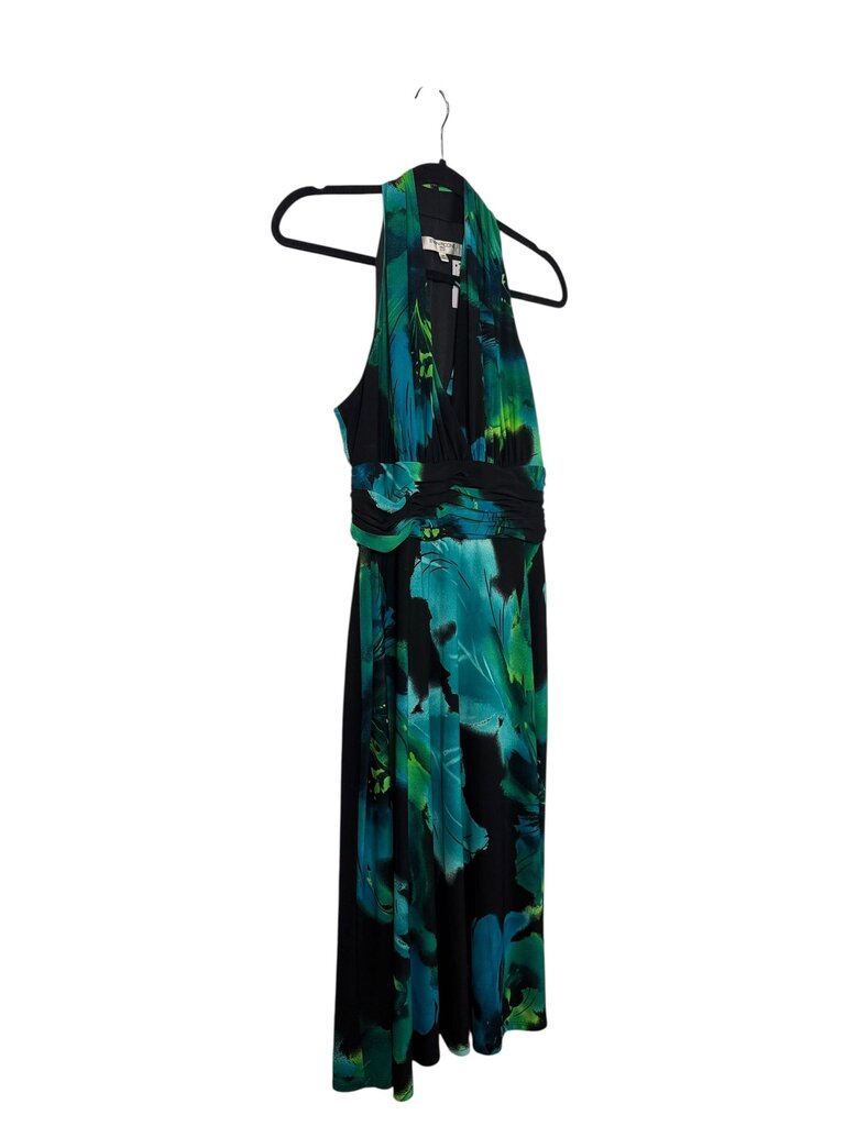 EVAN PICONE HALTER LEAF PRINT DRESS