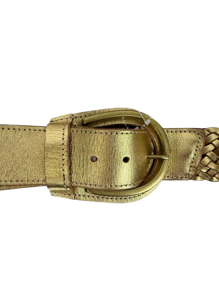 RALPH LAUREN GOLD BRAIDED LEATHER BELT