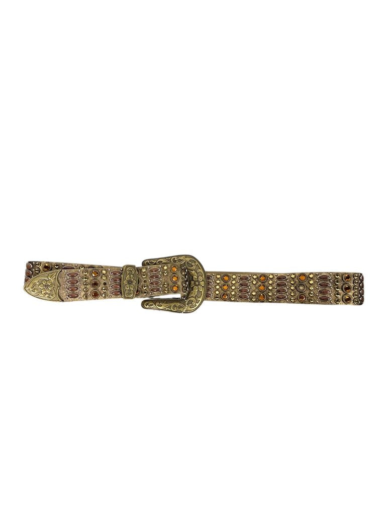 RHINESTONES & FLORAL BUCKLE BELT