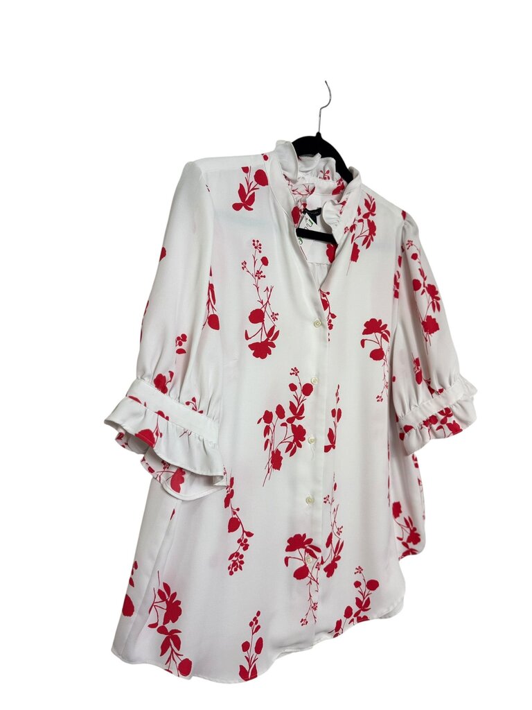 ANN TAYLOR 1/2 BUTTON FLORAL BLOUSE