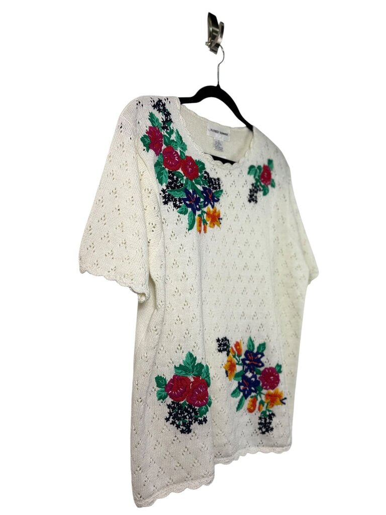 ALFRED DUNNER FLORAL KNIT SWEATER