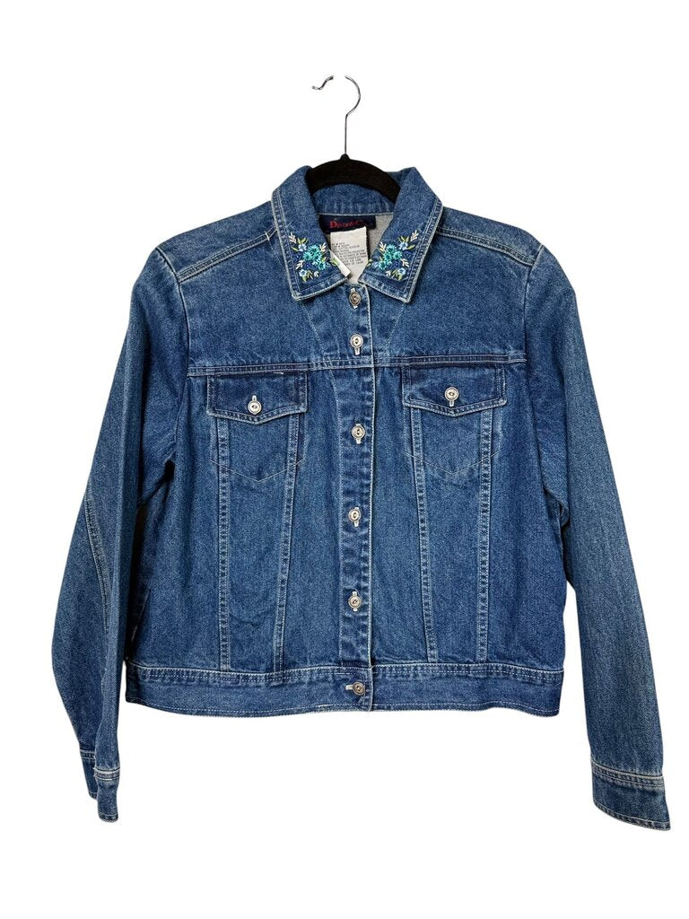 DENIM & CO EMBROIDERED DENIM JACKET