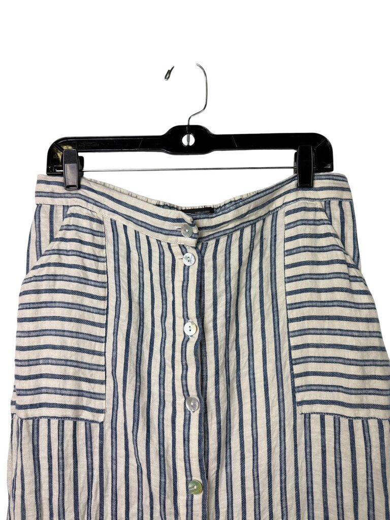 TAHARI STRIPED LINEN SKIRT