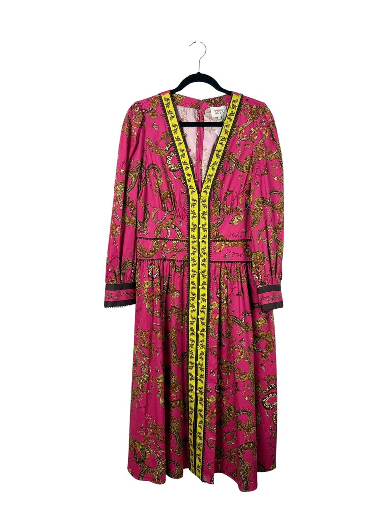 MARCHESA ROSA TANSY PAISLEY PRINT MIDI DRESS