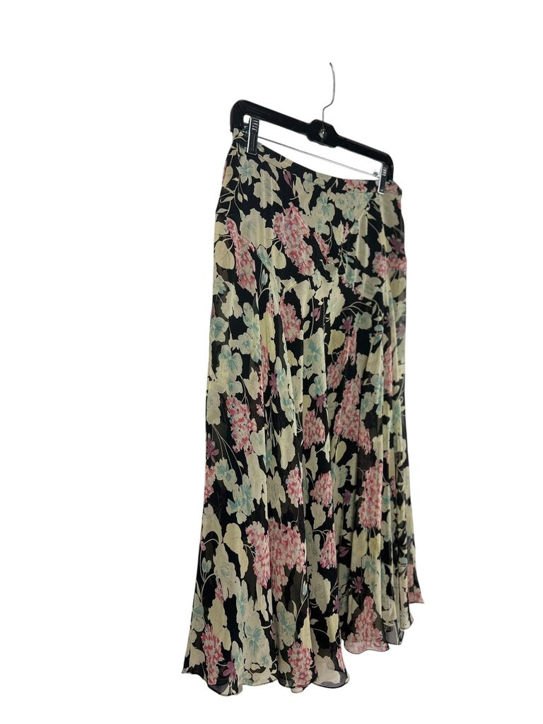 ONE NEW YORK FLORAL SILK MIDI SKIRT