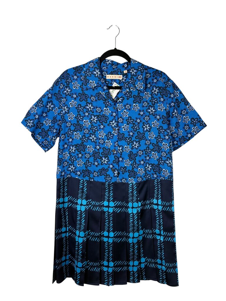 uniqlo shirt dress MARNI X UNIQLO FLORAL/PLAID SHIRT DRESS