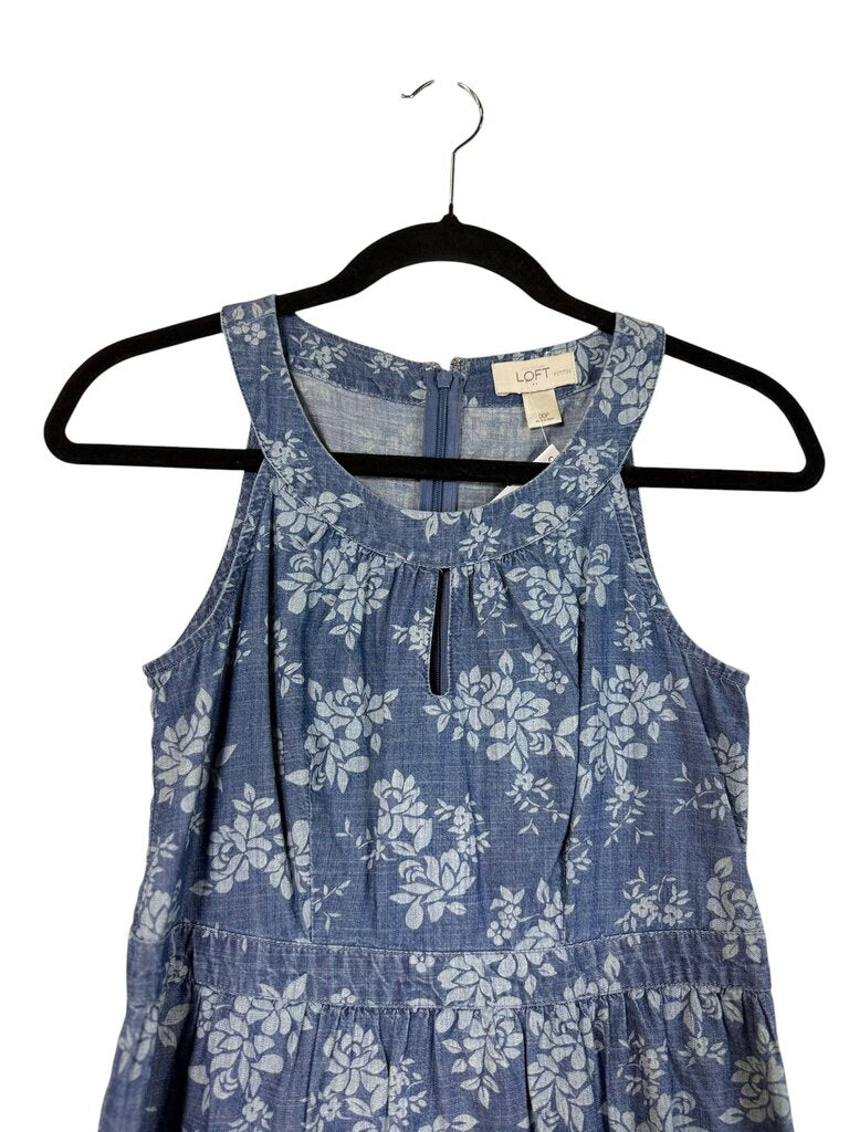 LOFT FLORAL DENIM DRESS
