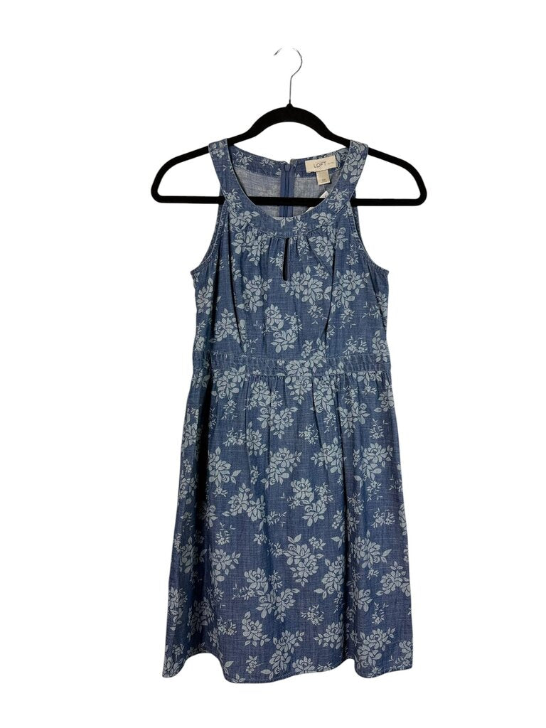 LOFT FLORAL DENIM DRESS