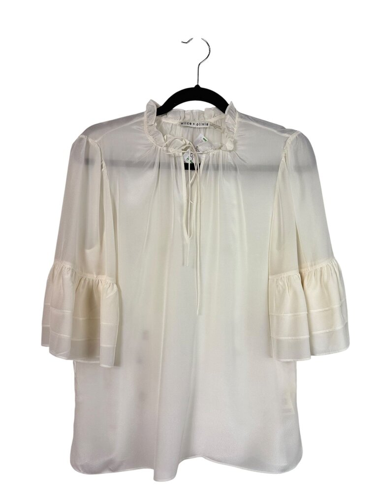 ALICE & OLIVIA SHEER TIE BLOUSE