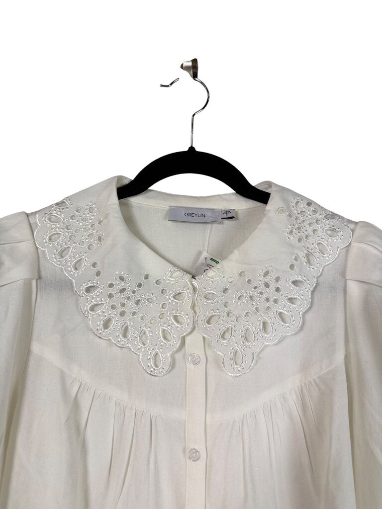 GREYLIN EYELET COLLAR BUTTON DOWN