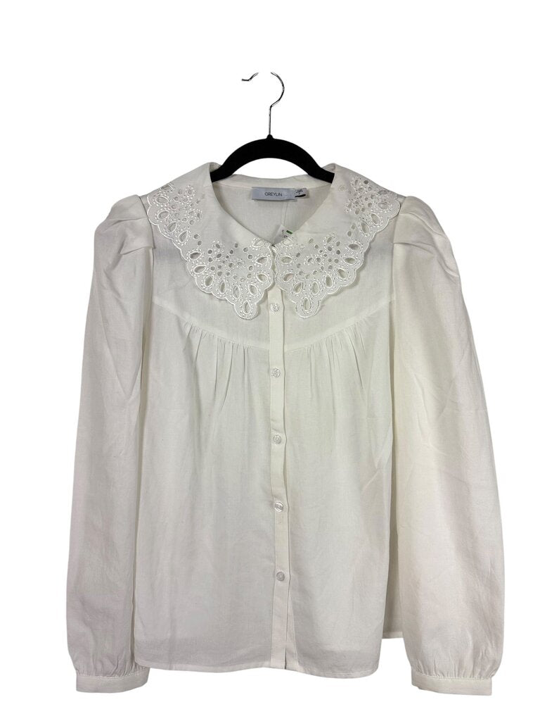 GREYLIN EYELET COLLAR BUTTON DOWN