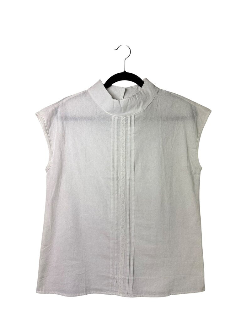 MOCK NECK PLEATED BLOUSE