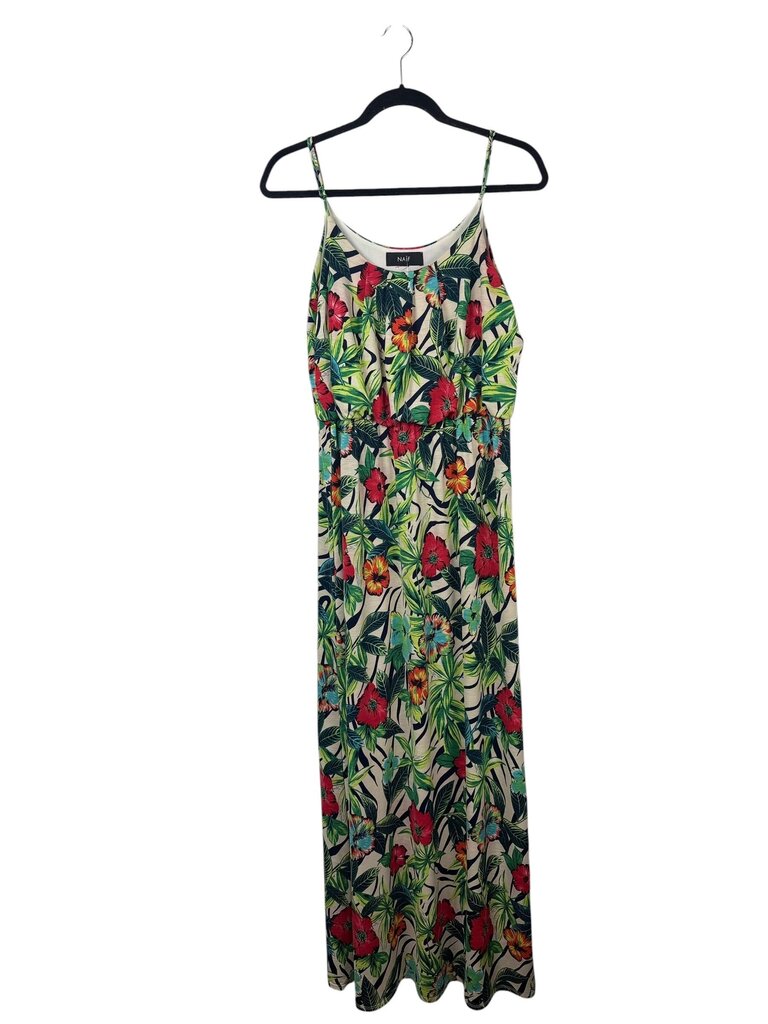 NAIL HIBISCUS & LEAVES MAXI DRESS