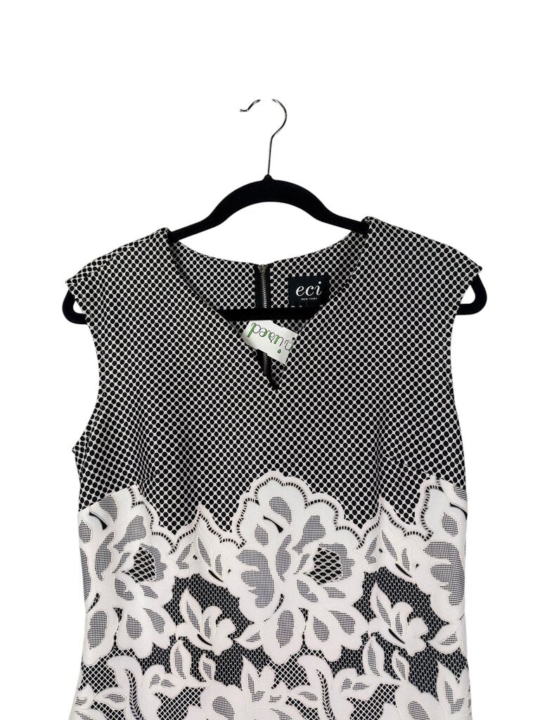 ECI LACE PRINT FLORAL SHEATH DRESS