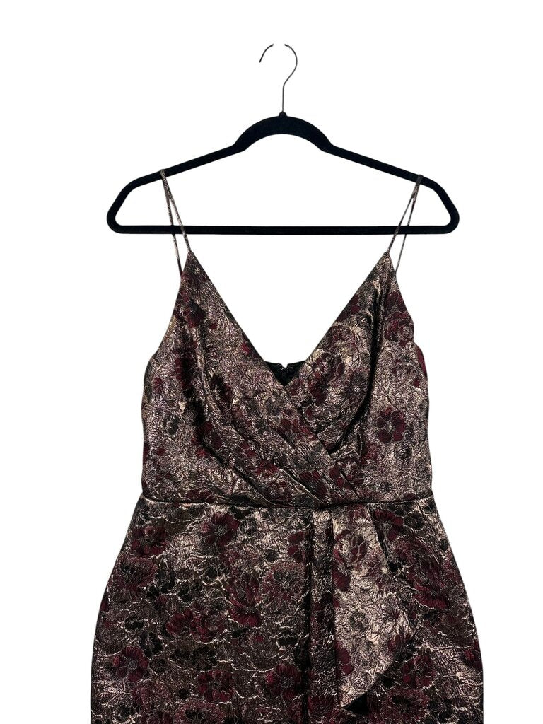 ML MONIQUE LHUILLER FLORAL METALLIC JACQUARD GOWN