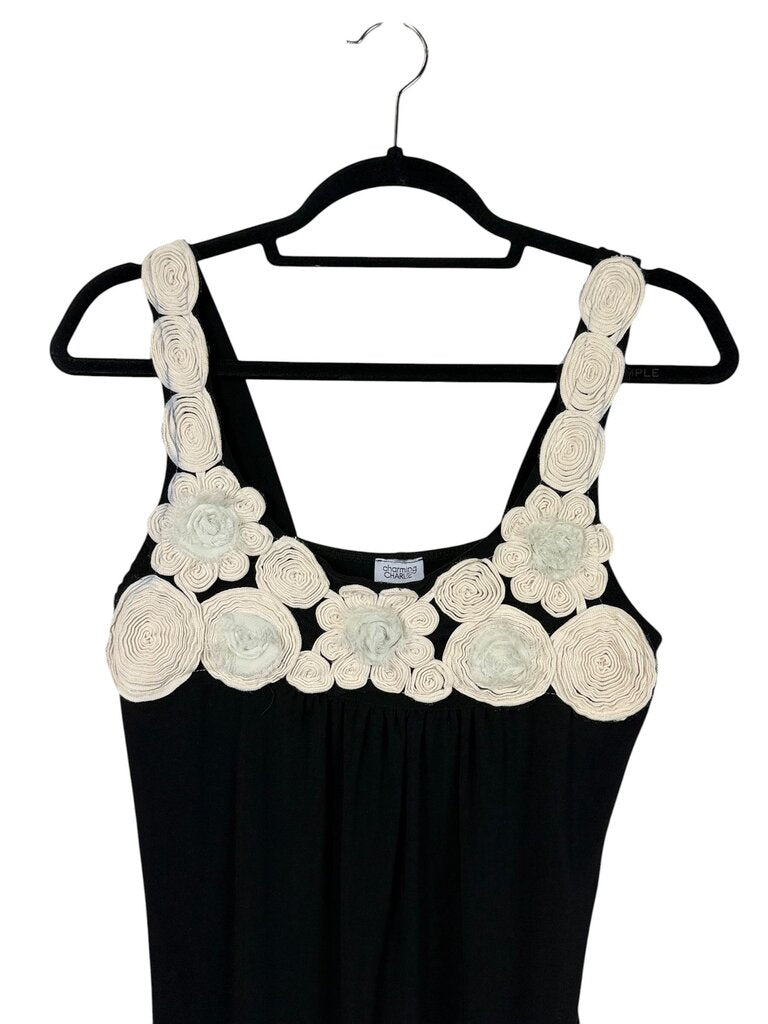 CHARMING CHARLIE FLORAL APPLIQUE DRESS