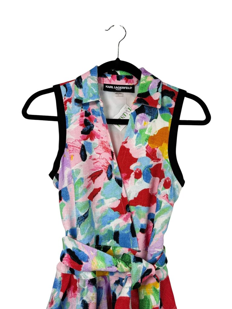 KARL LAGERFELD BELTED FLORAL DRESS