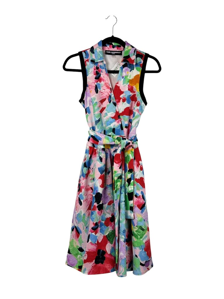 KARL LAGERFELD BELTED FLORAL DRESS
