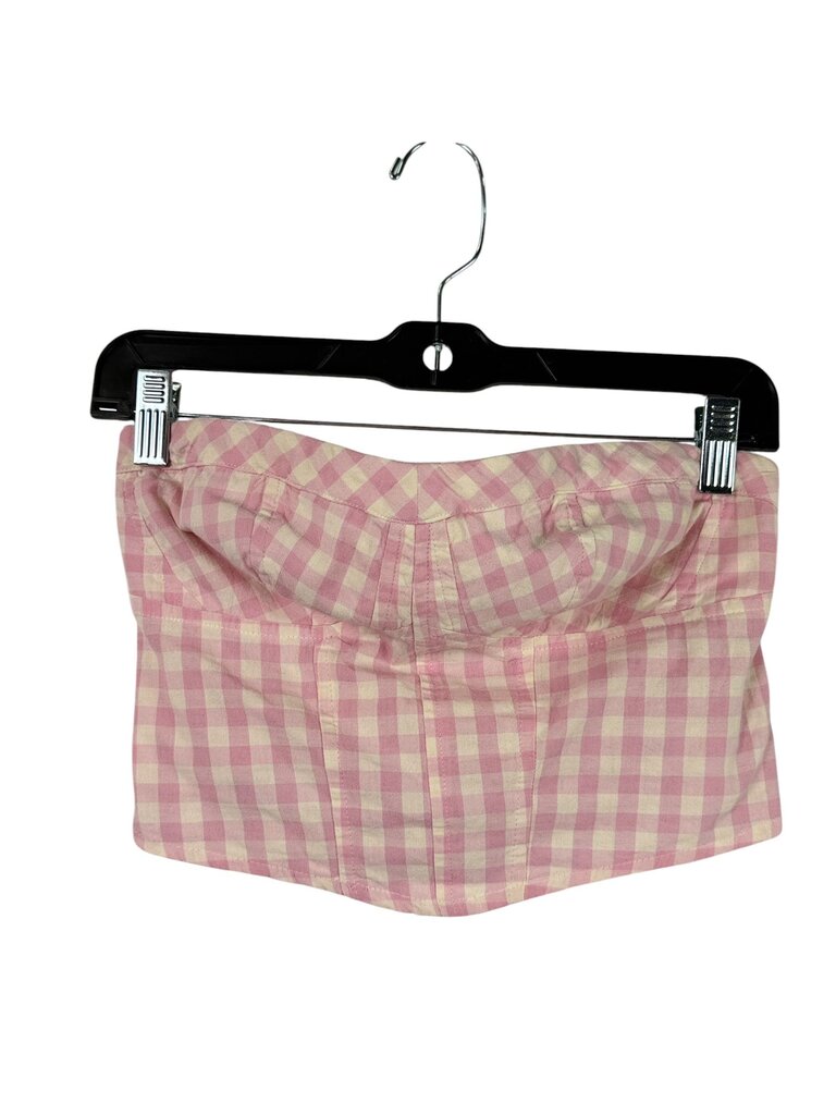 FREE PEOPLE STRAPLESS GINGHAM CROP TOP