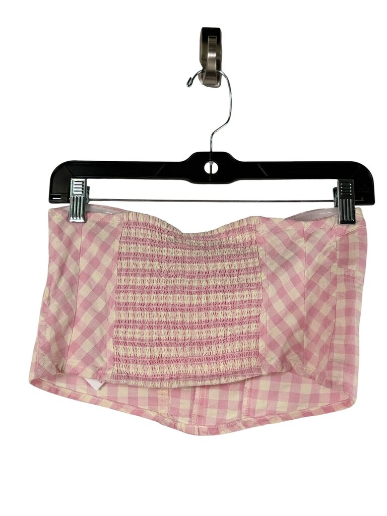 FREE PEOPLE STRAPLESS GINGHAM CROP TOP