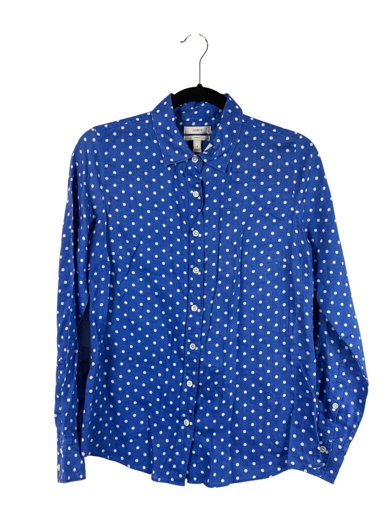 J. CREW LINEN POLKA DOT BUTTON DOWN