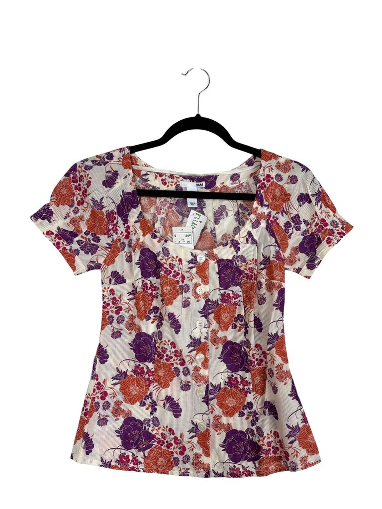 H&M FLORAL BUTTON BLOUSE
