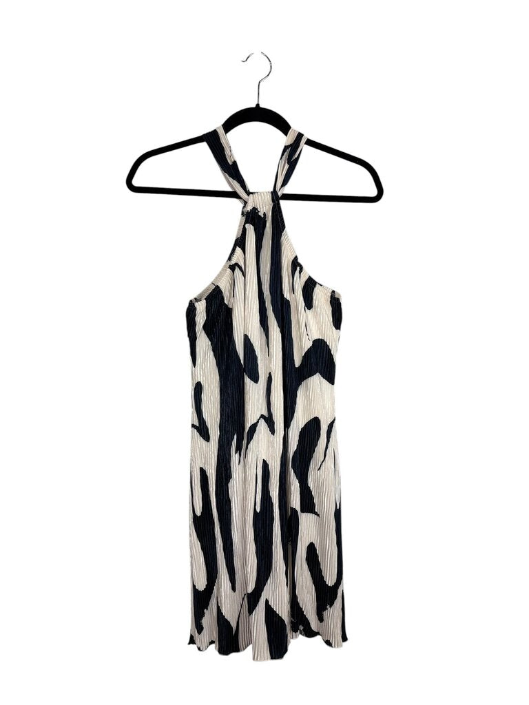 ABSTRACT PLEATED MINI DRESS