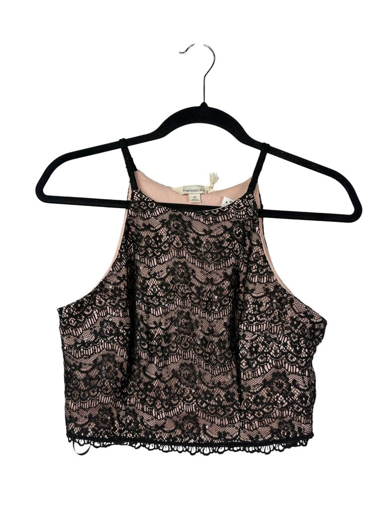 FRENCESCA'S LACE SEQUIN CROP TOP