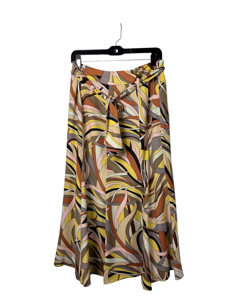 KASPER WAVY PRINT MIDI SKIRT