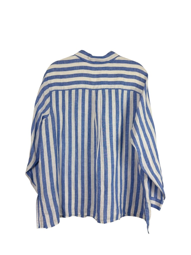 J.JILL STRIPED LINEN BUTTON DOWN