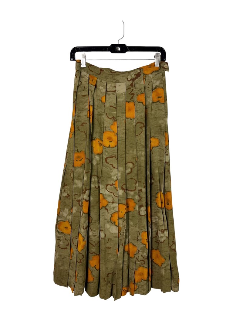MAX MARA PLEATED FLORAL MIDI SKIRT