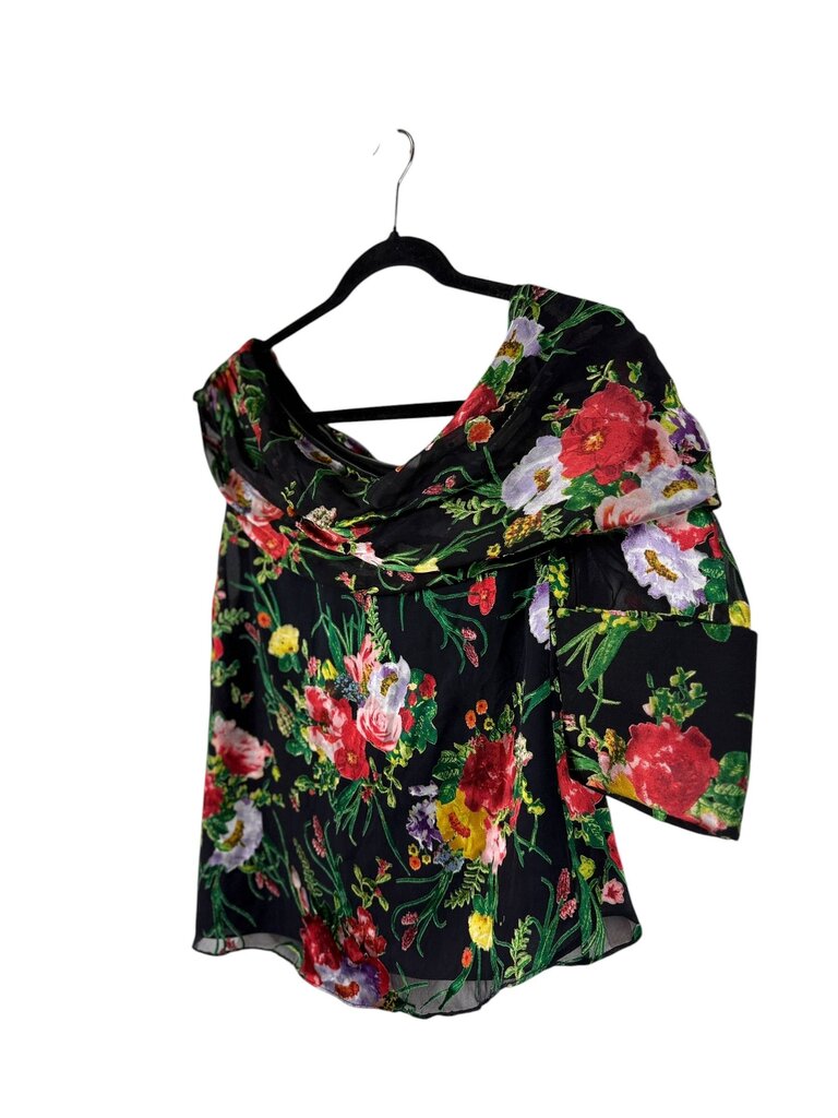 ALICE + OLIVIA DRAPPED OFF THE SHOULDER FLORAL BLOUSE