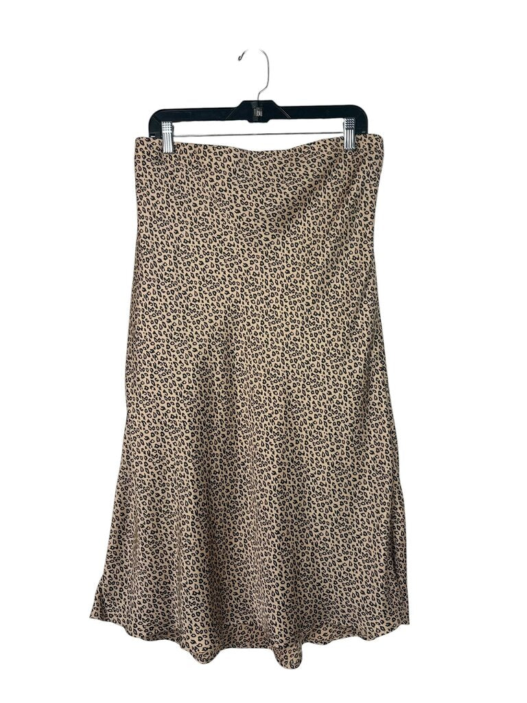 LEITH SATIN ANIMAL PRINT MIDI SKIRT