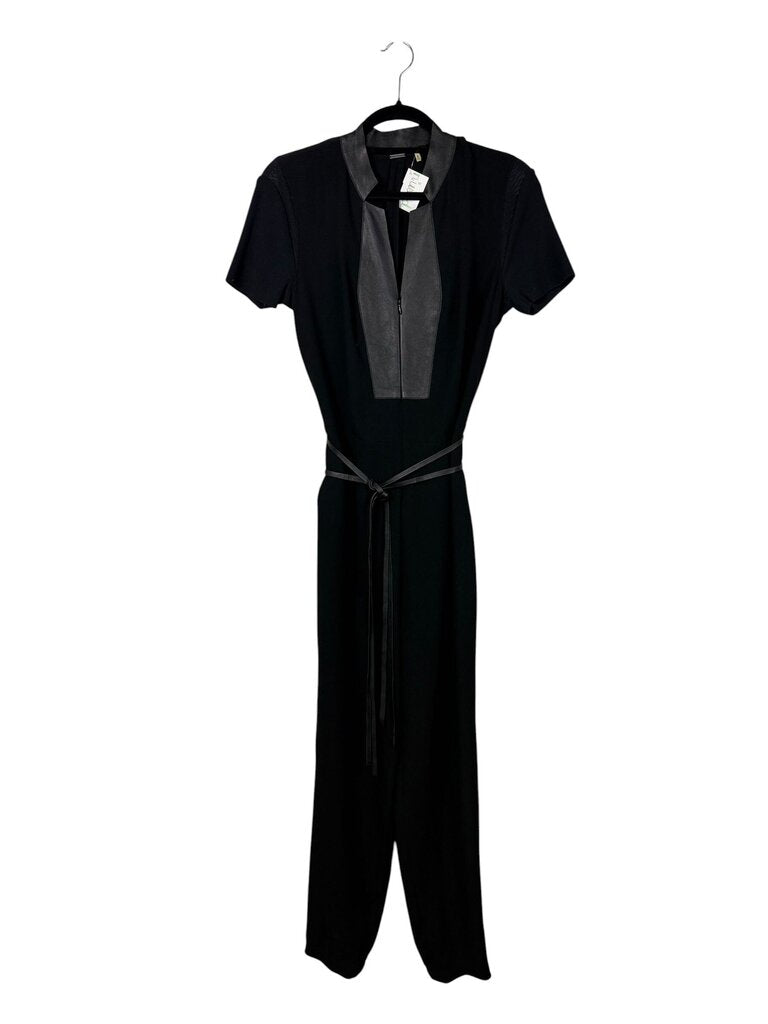 ELIE TAHARI KNIT LEATHER JUMPSUIT