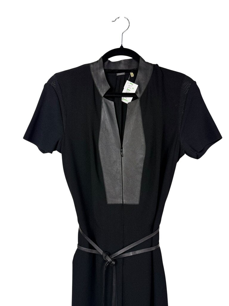 ELIE TAHARI KNIT LEATHER JUMPSUIT