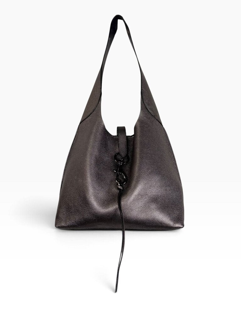 REBECCA MINKOFF METALLIC PEBBLE LEATHER SHOULDER BAG