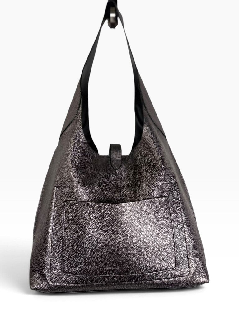 REBECCA MINKOFF METALLIC PEBBLE LEATHER SHOULDER BAG