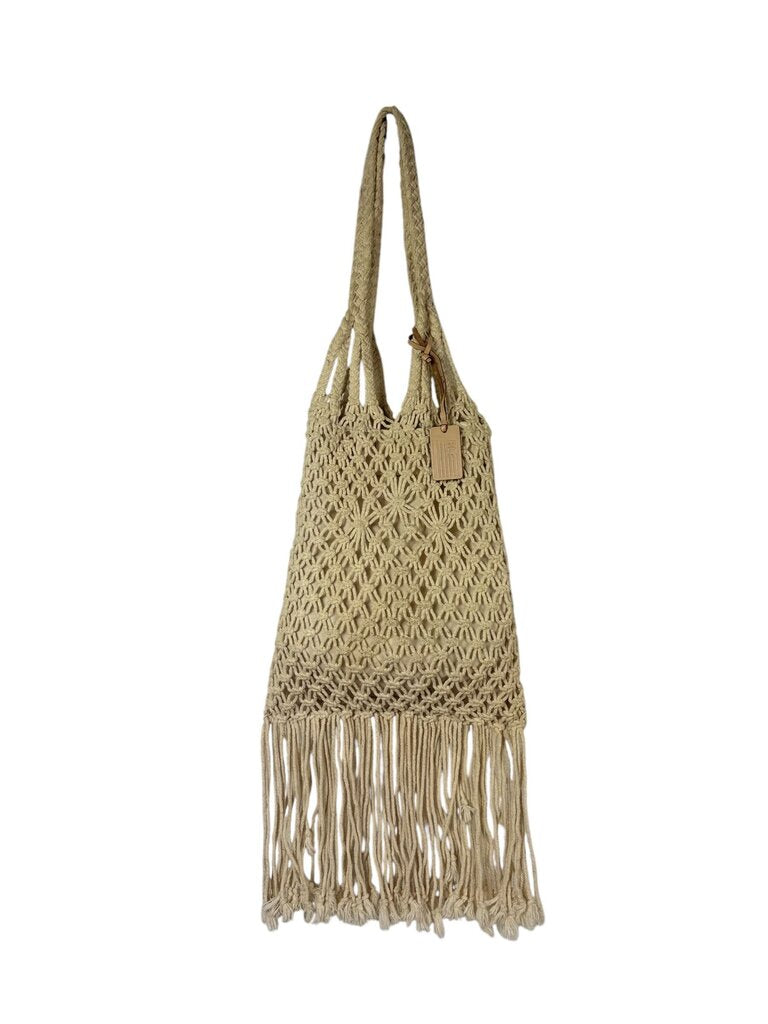 RALPH LAUREN CROCHET TASSEL HANDBAG